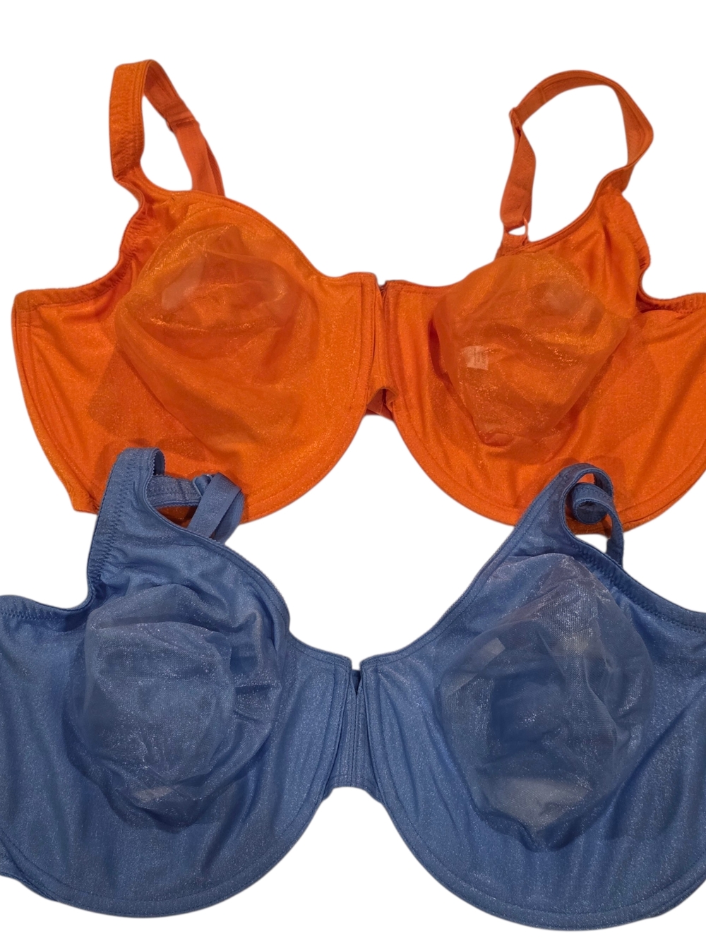 Cacique Two Underwire Unlined Bras in Orange and Blue 46DD New